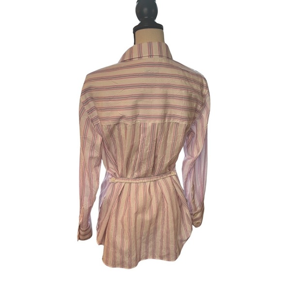 LEUNI Pink and Grey Striped Button Down Cotton-Blend Shirt | WConcept | sze M - Picture 6 of 14